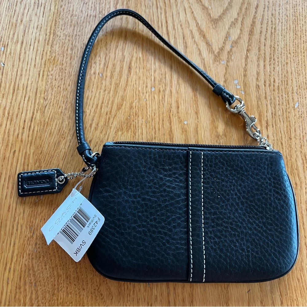 Coach Black Pebbled Leather Clutch Wristlet - Picture 3 of 9